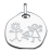 Pendentif argent rhodié rond irrégulier et dessin enfant