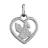 Pendentif coeur decoupe avec tête de lapin argent rhodié