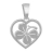 Pendentif coeur + trefle 4 feuilles argent rhodié