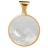 Pendentif gros rond nacre blanche plaqué or