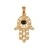 Pendentif moyenne main de fatma pierre noire plaqué or